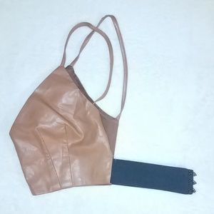 goodtime Tops - Backless Faux Leather Crop Top goodtime Tops - Backless Faux Leather Crop Top